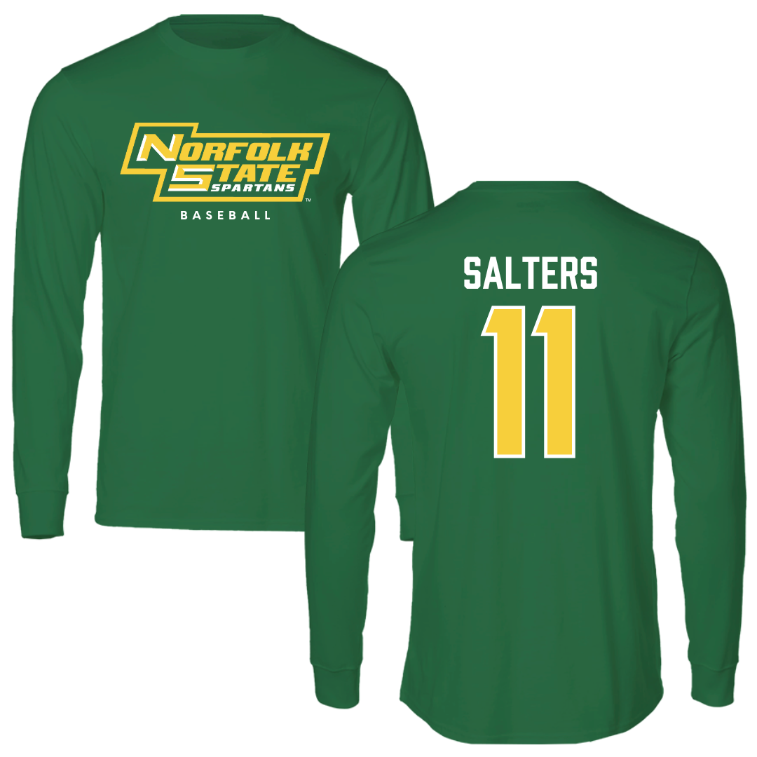Norfolk State University Baseball Kelly Green Performance Long Sleeve - #11 Ian Salters