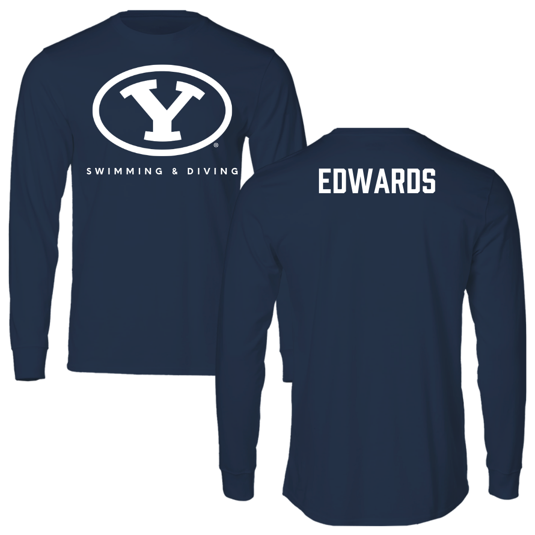 Brigham Young University Swimming & Diving Navy Performance Long Sleeve - Emerson Edwards