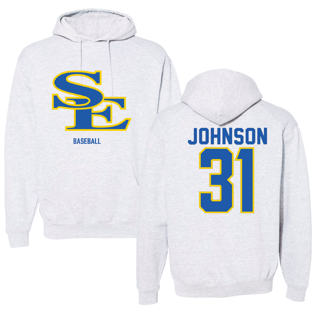 Southeastern Oklahoma State University Baseball Light Gray Hoodie - #31 Luke Johnson