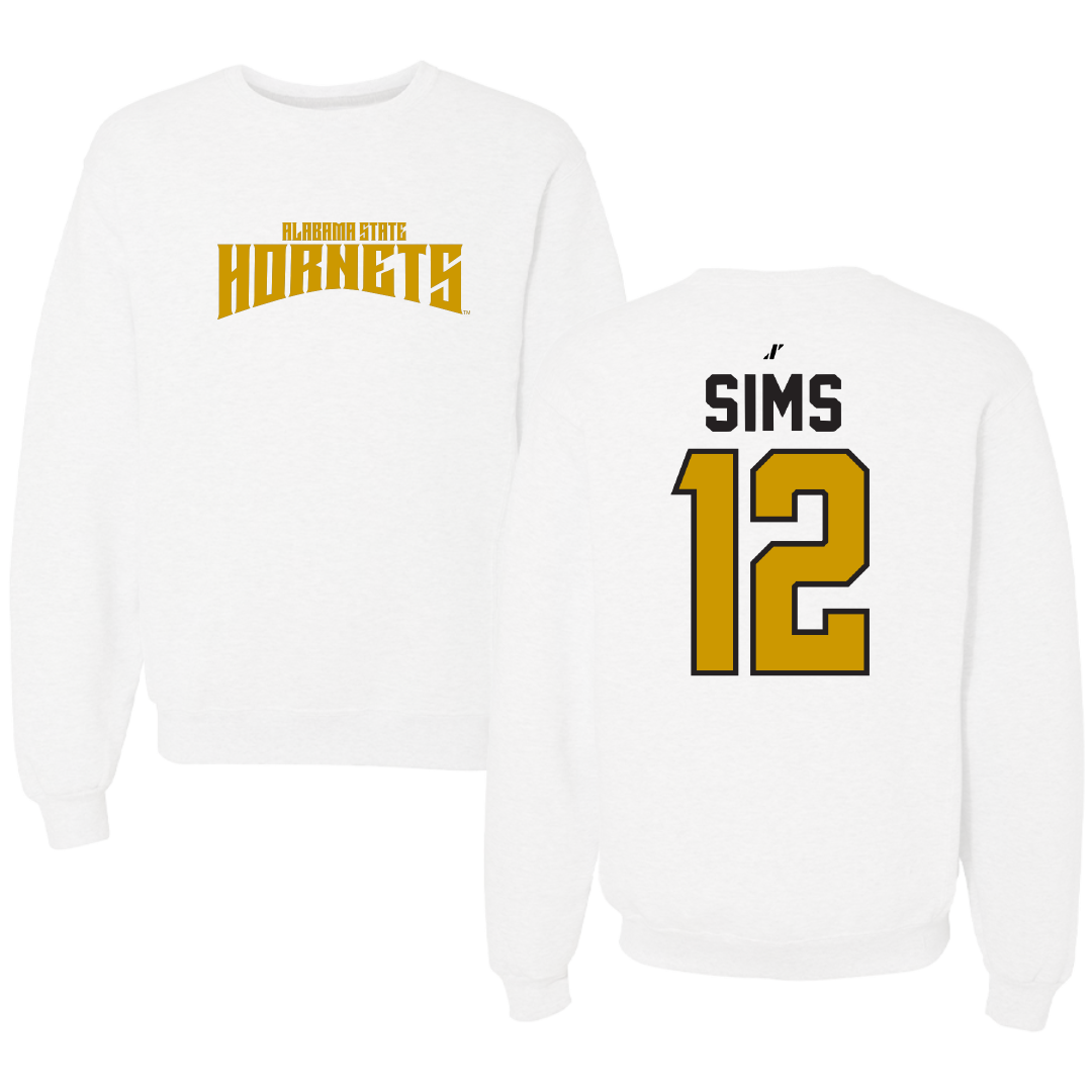 Alabama State University Football White Classic Crewneck - #12 Zach Sims