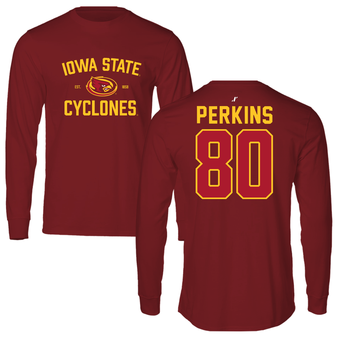 Iowa State University Football Cardinal General Long Sleeve - #80 Tyler Perkins