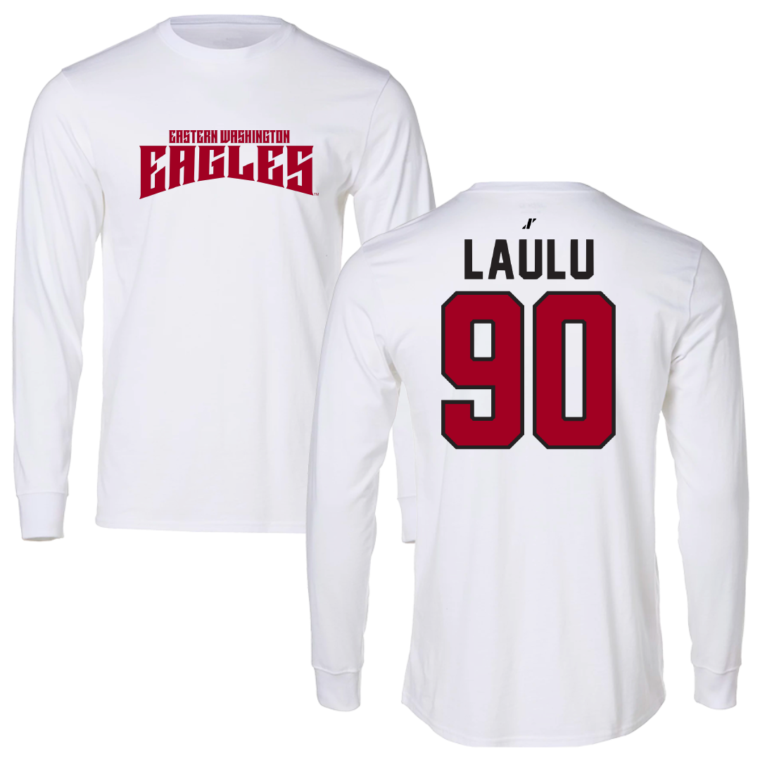 Eastern Washington University Football White Classic Long Sleeve - #90 Justis Laulu