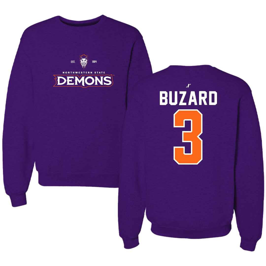 Northwestern State University Baseball Purple General Crewneck - #3 Lathen Buzard
