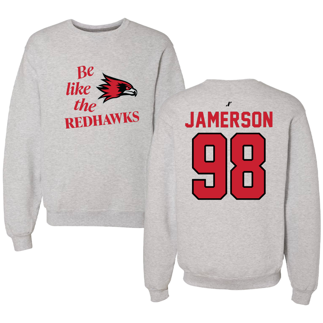 Southeast Missouri State University Football Light Gray Be Like Us Crewneck - #98 Michael Jamerson