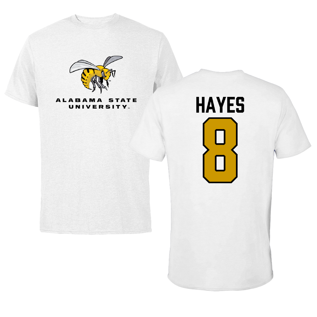 Alabama State University Football White Tee - #8 James Hayes