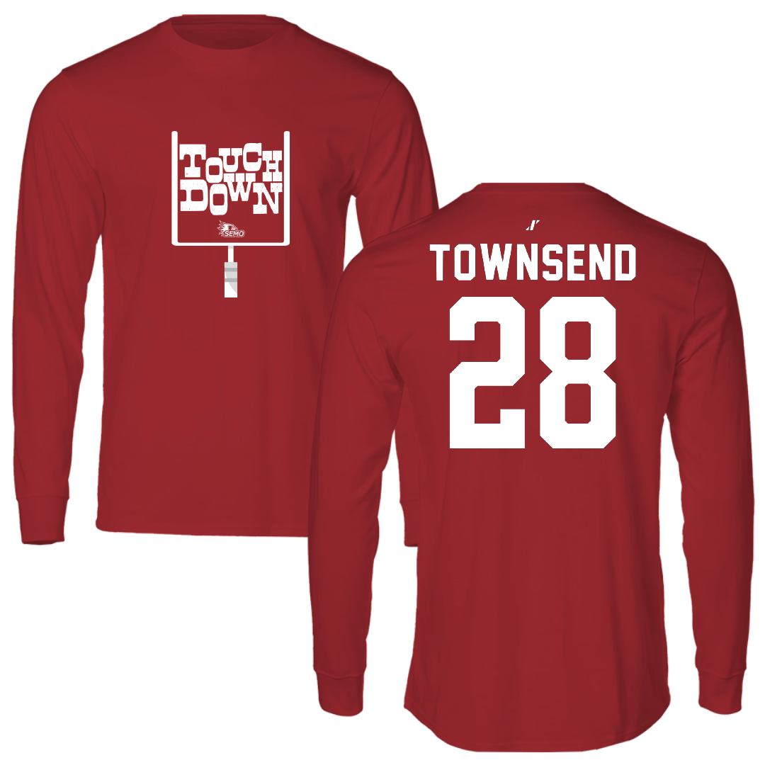 Southeast Missouri State University Football Canvas Red Touchdown Long Sleeve - #28 Amare Townsend