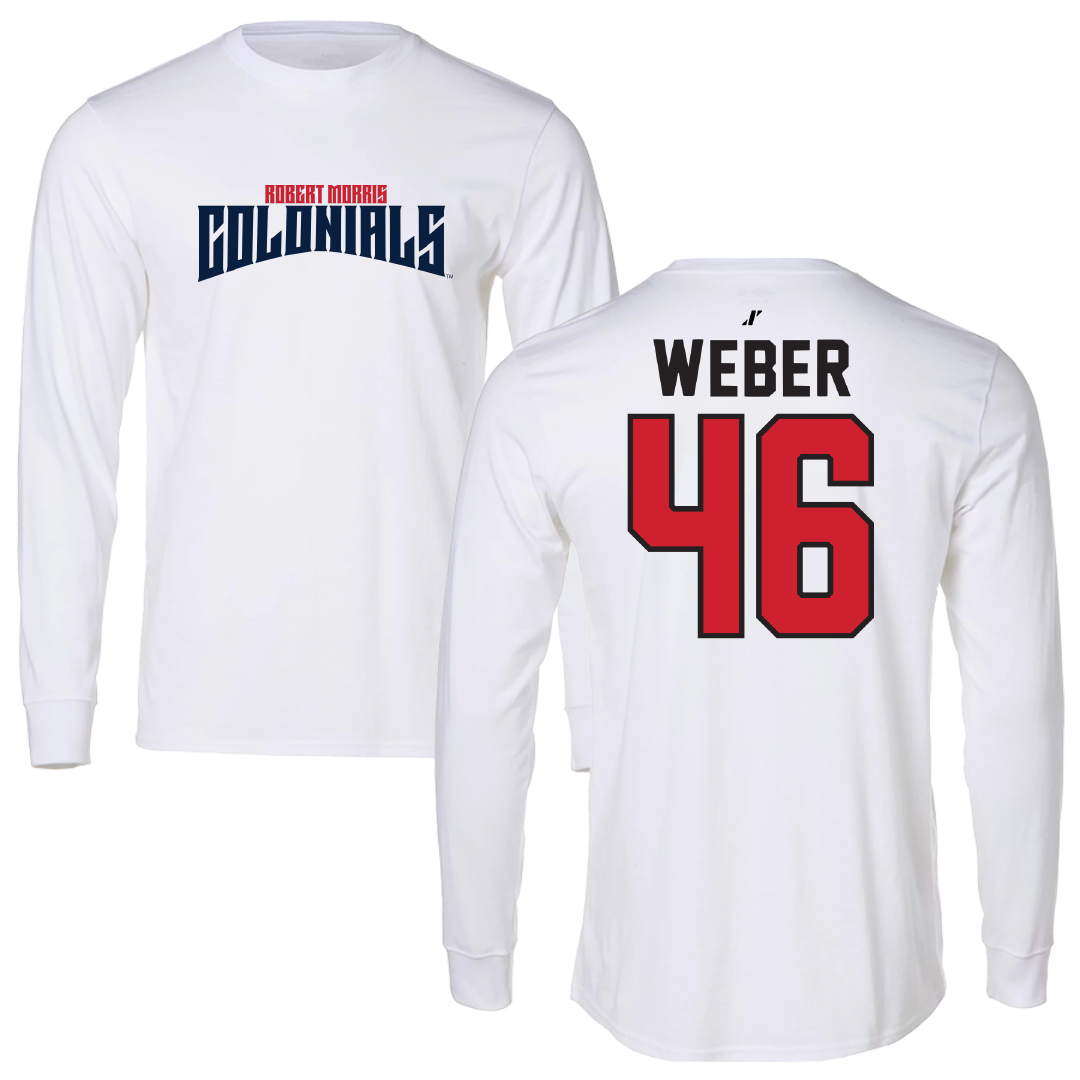 Robert Morris University Football White Classic Long Sleeve - #46 Zach Weber