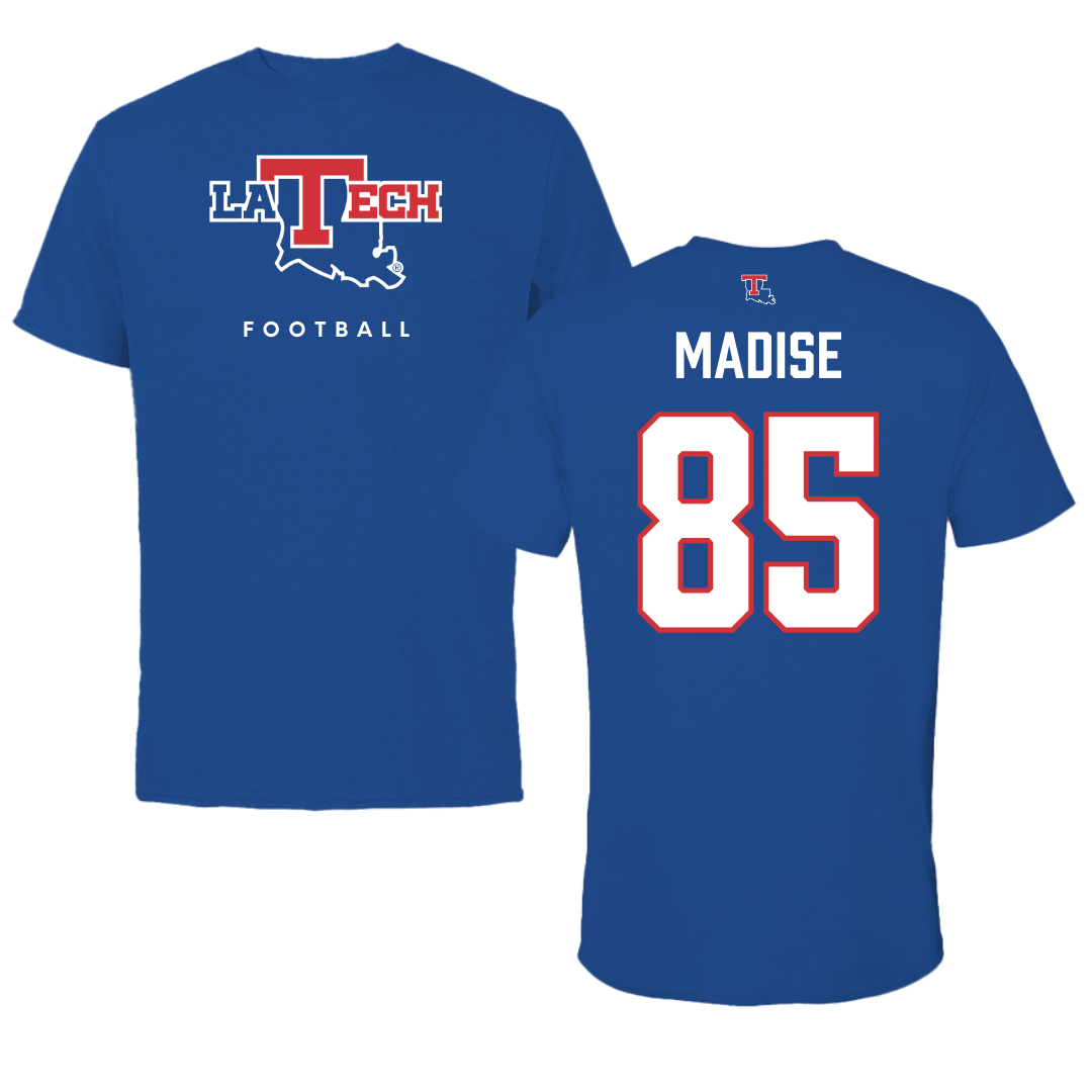 Louisiana Tech University Football True Royal Performance Tee - #85 Adem Madise