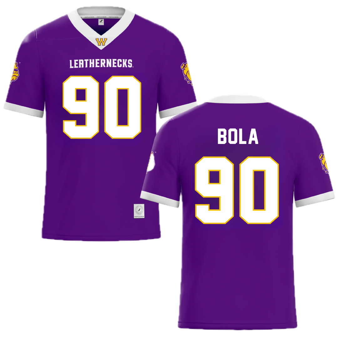 Western Illinois University Purple Football Jersey - #90 Mayo Bola