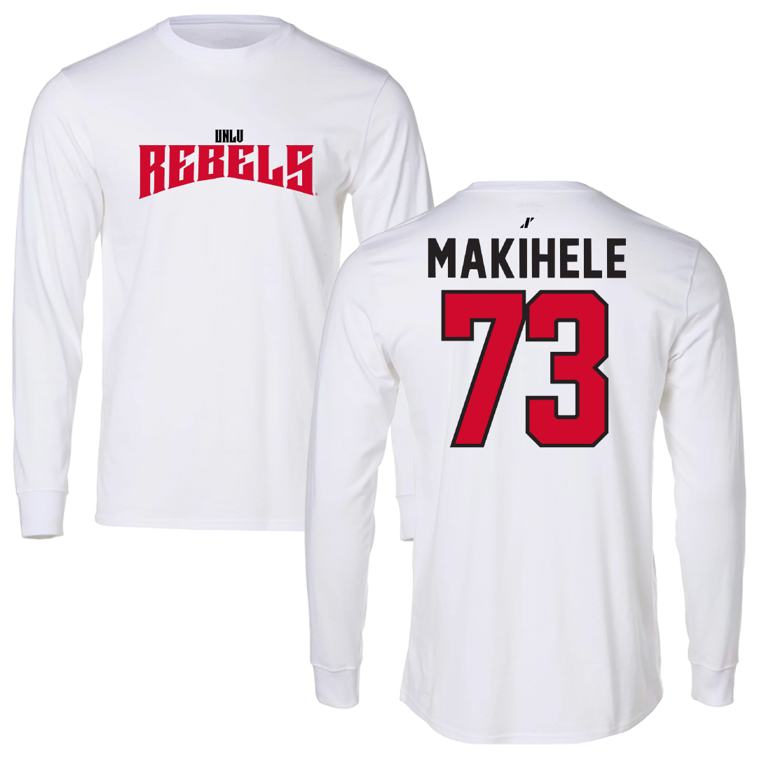 University of Nevada-Las Vegas Football White Classic Performance Long Sleeve - #73 Alani Makihele