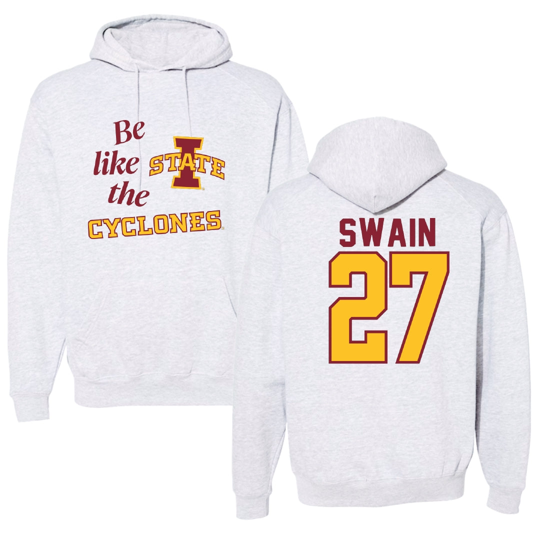 Iowa State University Softball Light Gray Be Like Us Hoodie - #27 Saya Swain