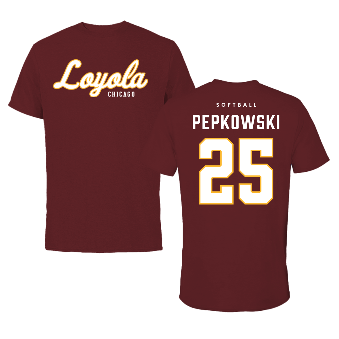 Loyola University-Chicago Softball Maroon Loyola Performance Tee - #25 Peyton Pepkowski