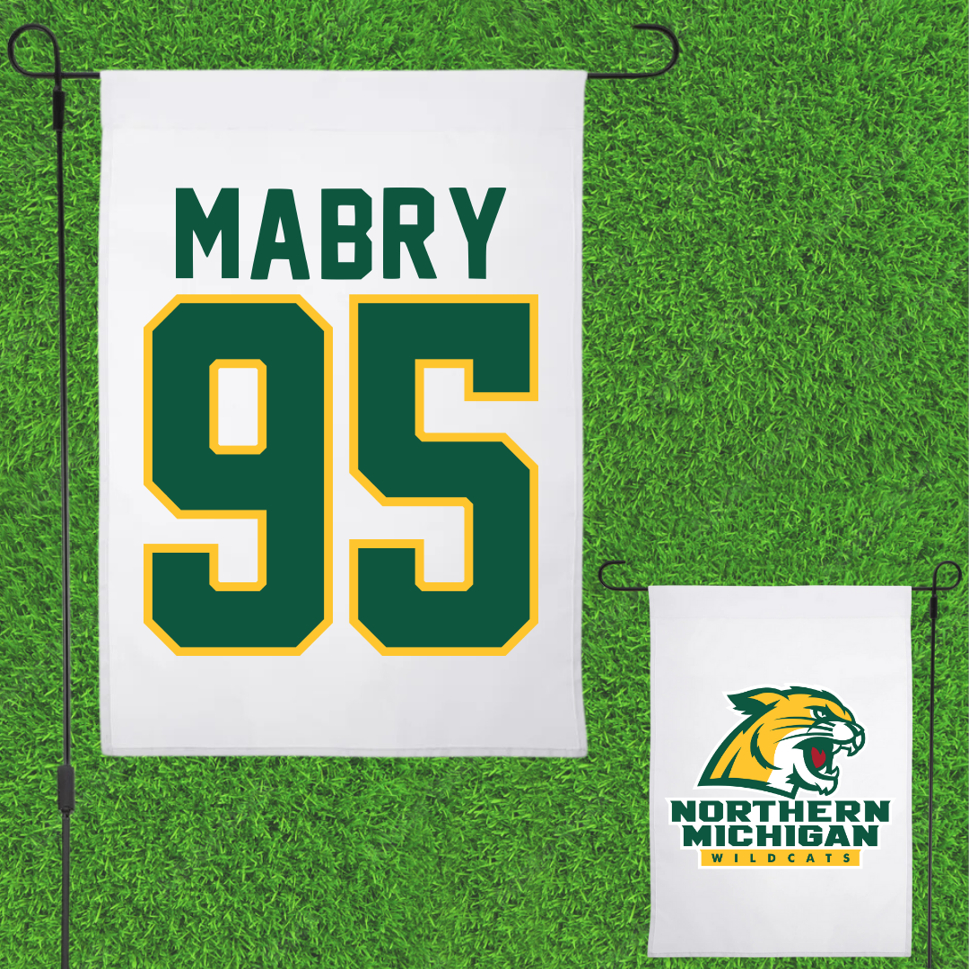 Northern Michigan University Football White Garden Flag - #95 Jhermari Mabry