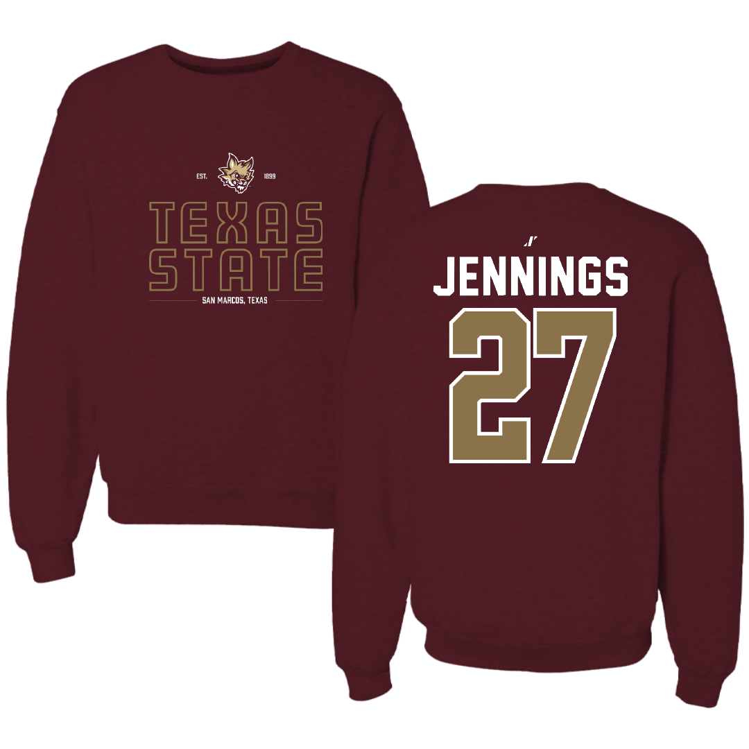 Texas State University Softball Maroon General Crewneck - #27 Abigail Jennings