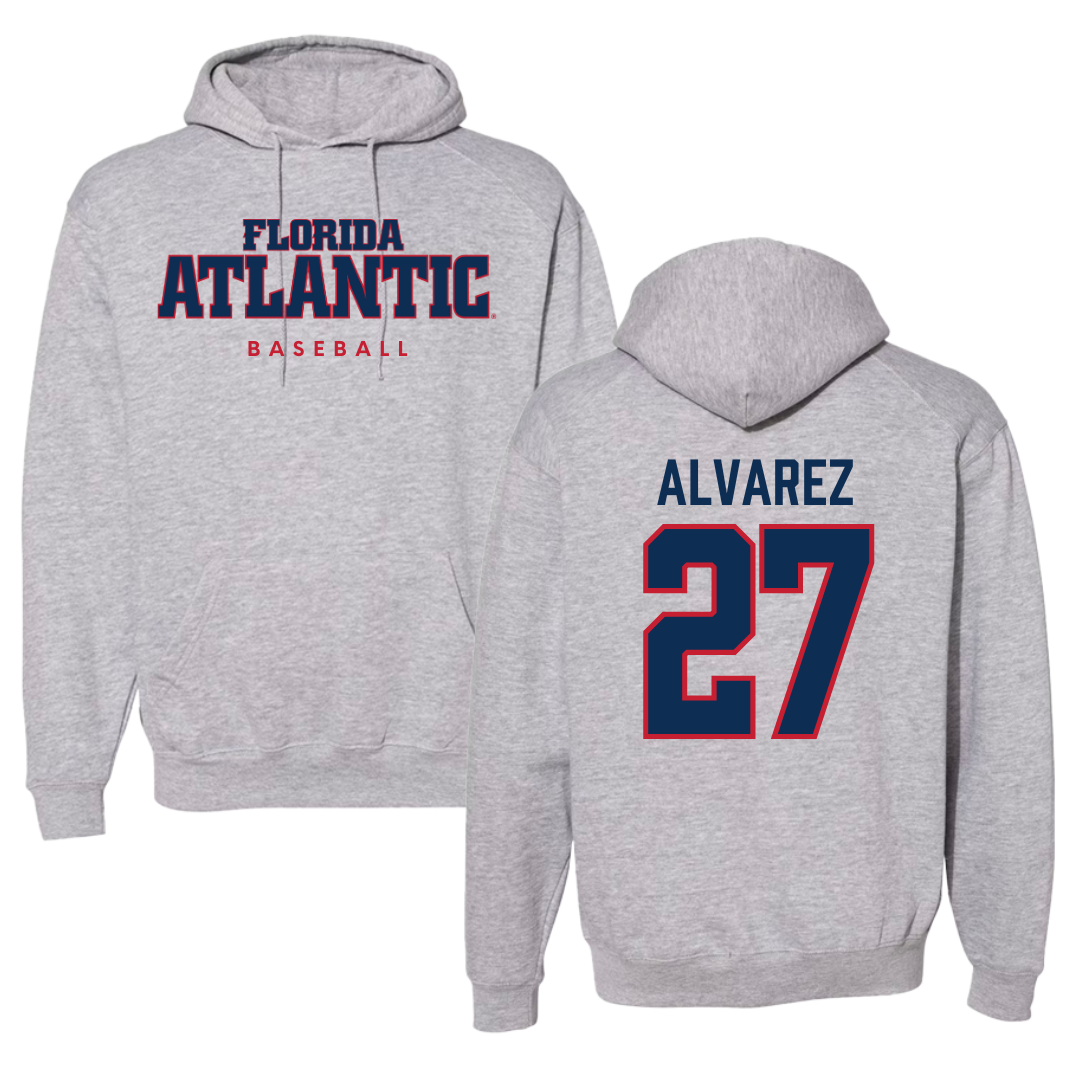 Florida Atlantic University Baseball Gray Hoodie - #27 David Alvarez