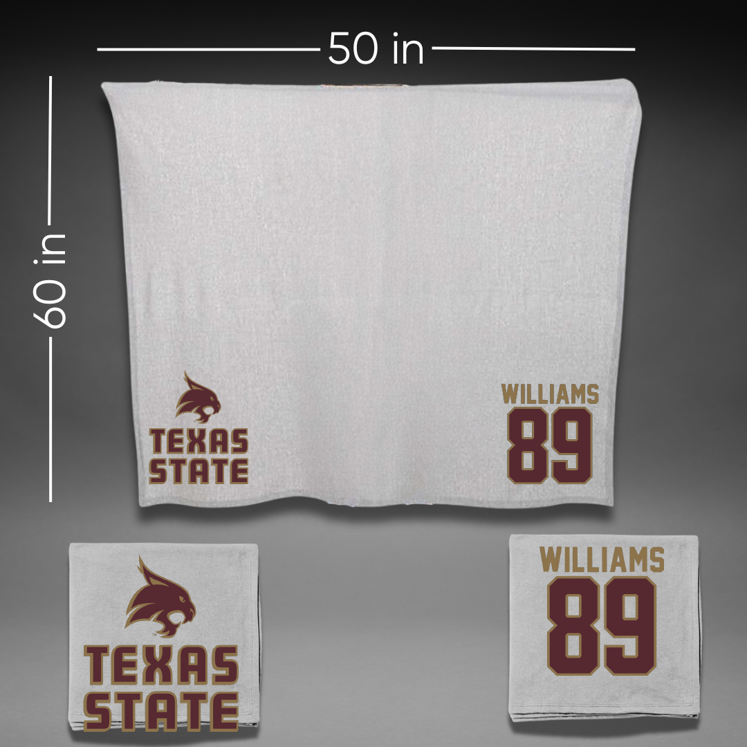 Texas State University Football Gray Blanket - #89 Jordan Williams