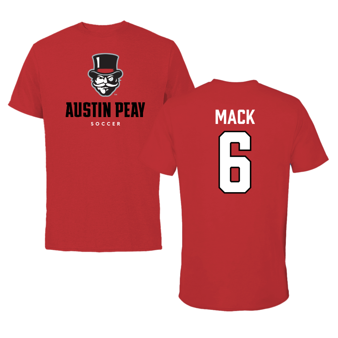 Austin Peay State University Soccer Red Mascot Performance Tee - #6 Aniyah Mack