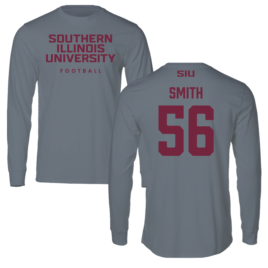 Southern Illinois University at Carbondale Football Gray Performance Long Sleeve - #56 Carmelo Smith