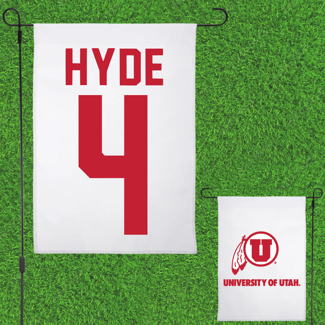 University of Utah Lacrosse White Garden Flag - #4 Jordan Hyde