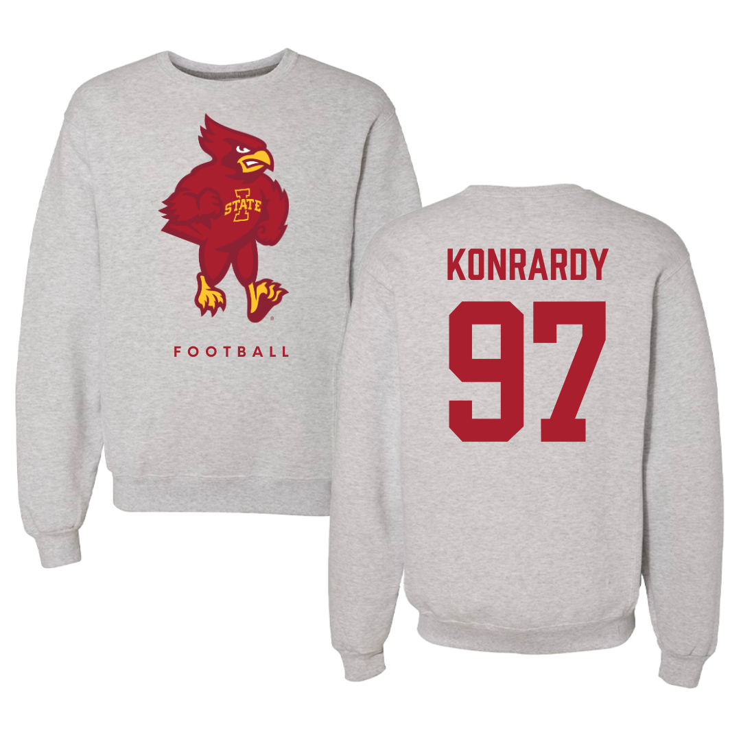 Iowa State University Football Gray Crewneck - #97 Kyle Konrardy