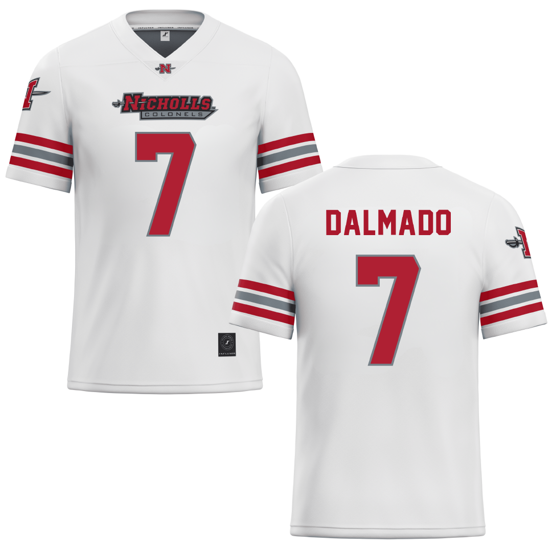 Nicholls State University White Football Jersey - #7 Jake Dalmado