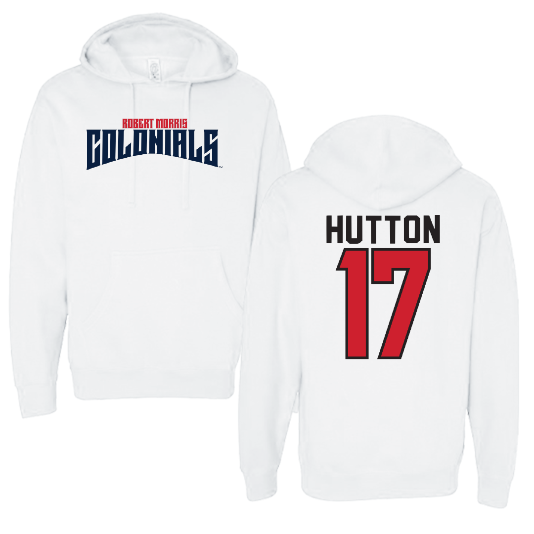 Robert Morris University Ice Hockey White Classic Hoodie - #17 Matt Hutton