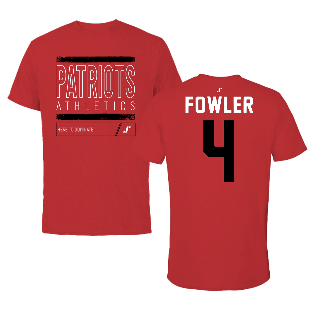 Dallas Baptist University Ice Hockey Red Dominate Tee - #4 Austin Fowler