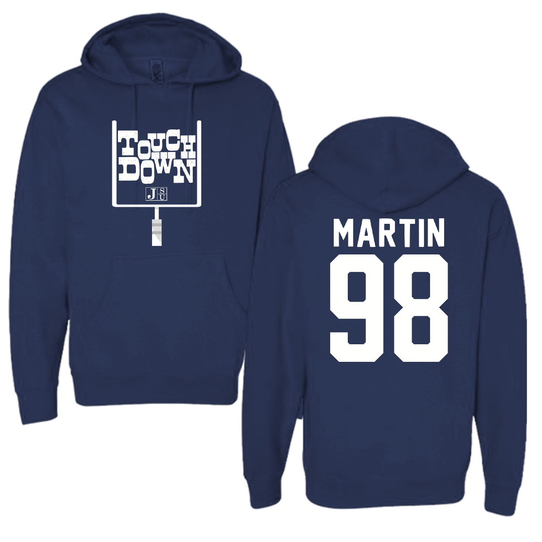 Jackson State University Football Navy Touchdown Hoodie - #98 Tyas Martin