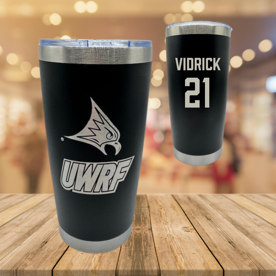 University of Wisconsin-River Falls Ice Hockey Black Stainless Steel Tumbler - #21 Anthony Vidrick