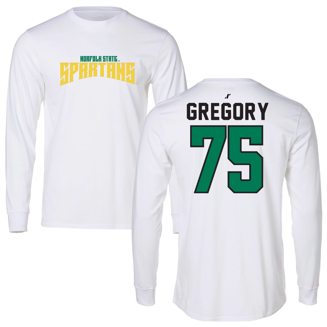 Norfolk State University Football White Classic Long Sleeve - #75 Evan Gregory