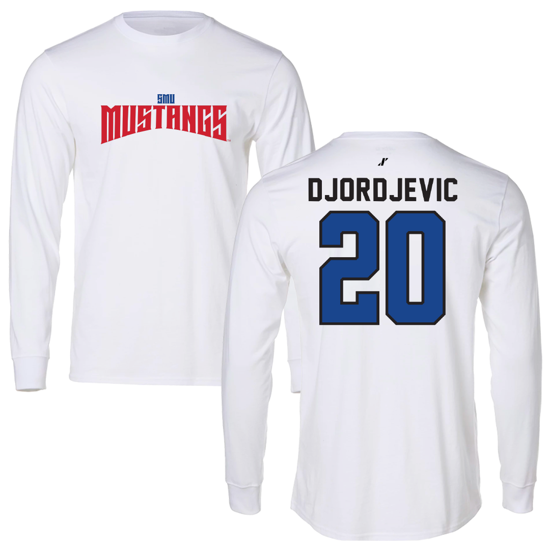 Southern Methodist University Soccer White Classic Performance Long Sleeve - #20 Nikola Djordjevic