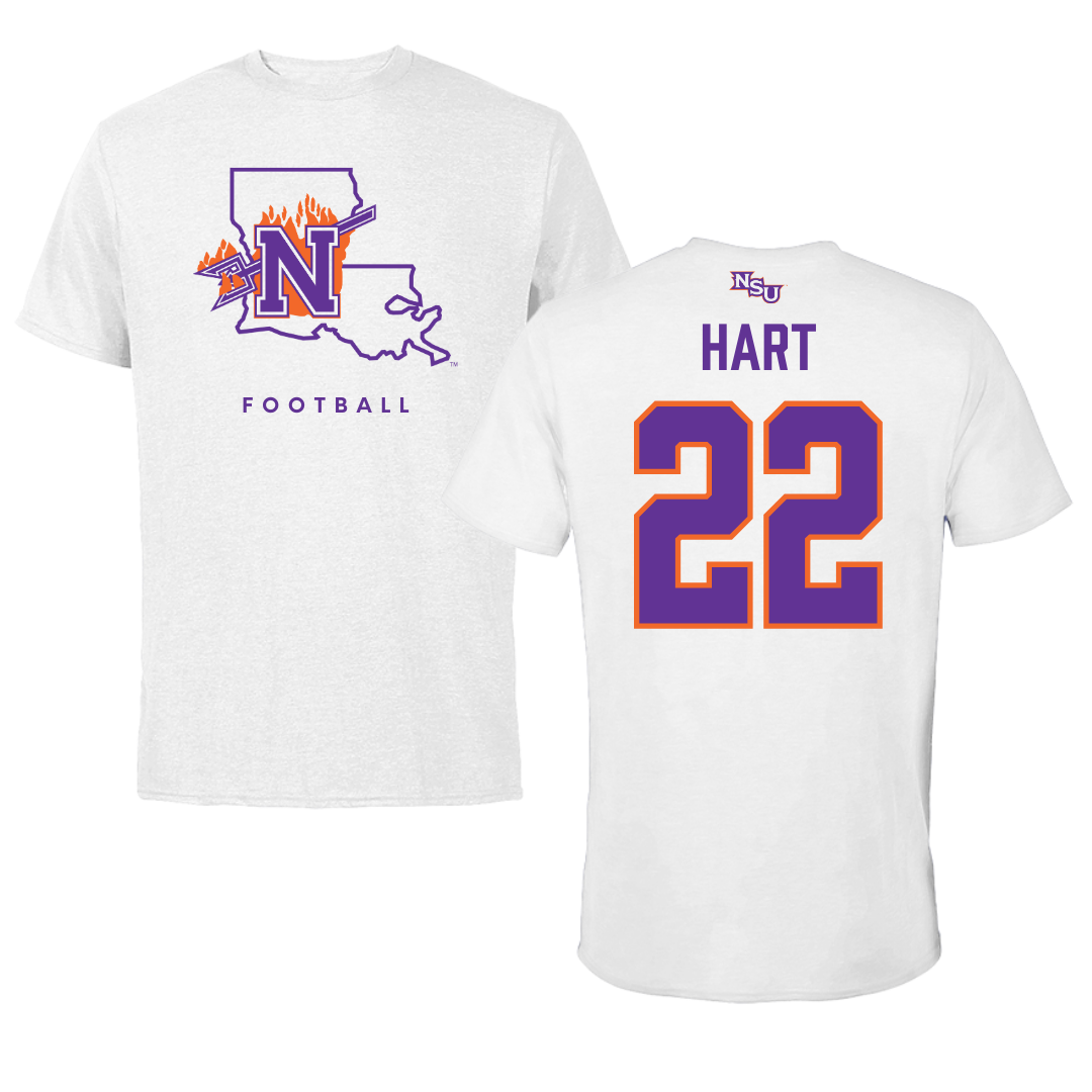 Northwestern State University Football White Performance Tee - #22 Duce Hart