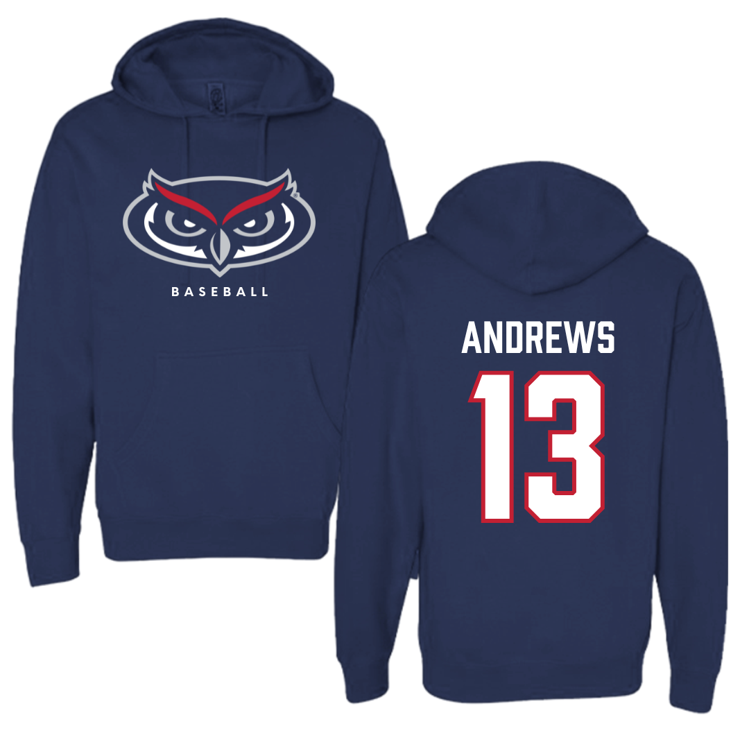 Florida Atlantic University Baseball Navy Mascot Hoodie - #13 Steven Andrews