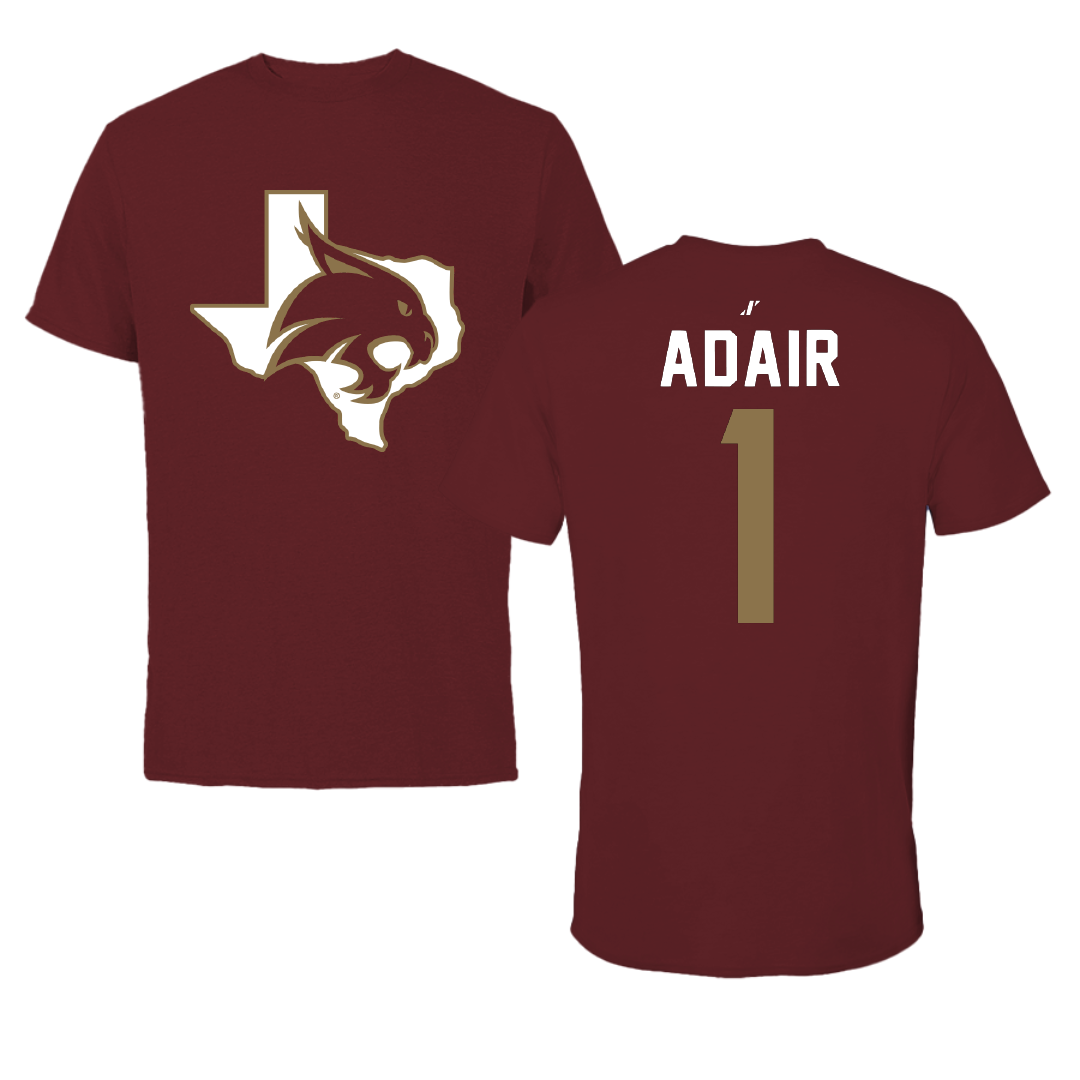 Texas State University Volleyball Maroon State Tee - #1 Ally Adair