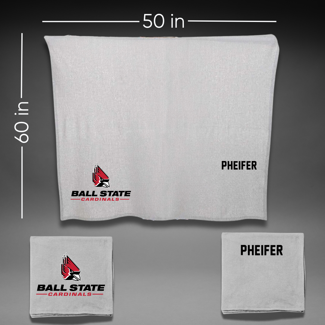 Ball State University Swimming & Diving Gray Blanket - Ethan Pheifer