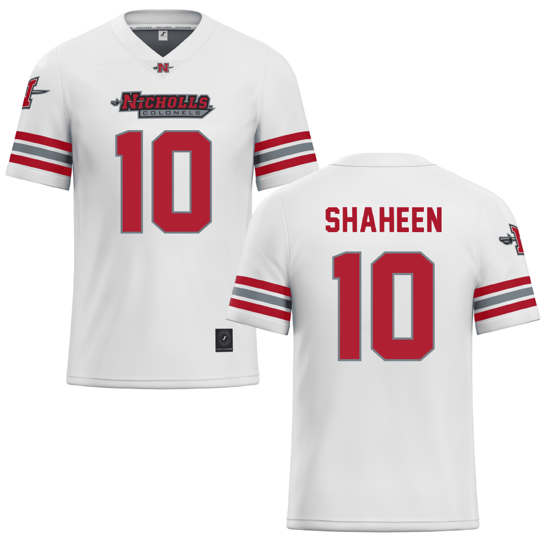 Nicholls State University White Football Jersey - #10 Hayden Shaheen