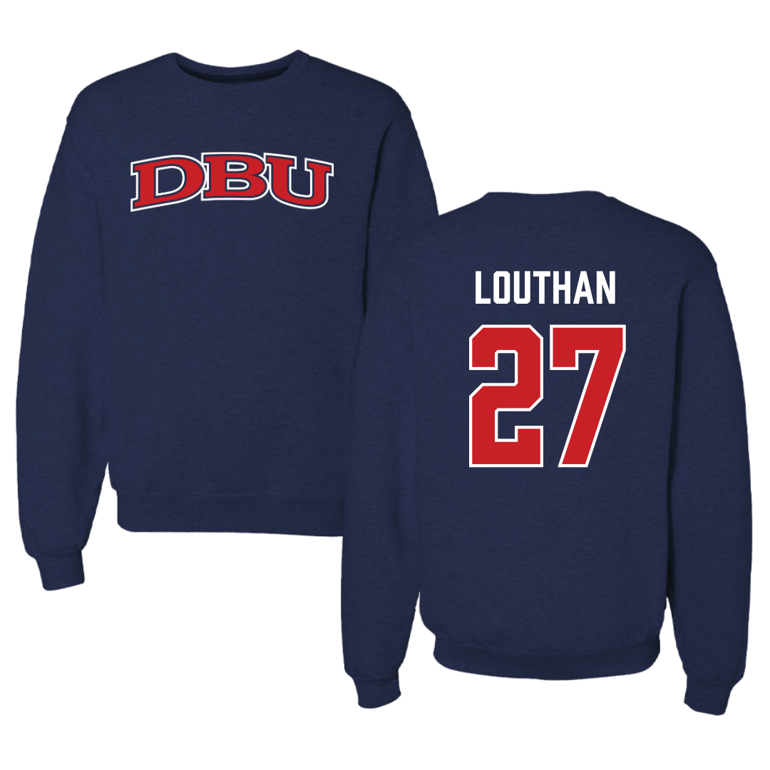 Dallas Baptist University Soccer Navy DBU Crewneck - #27 Anne Louthan