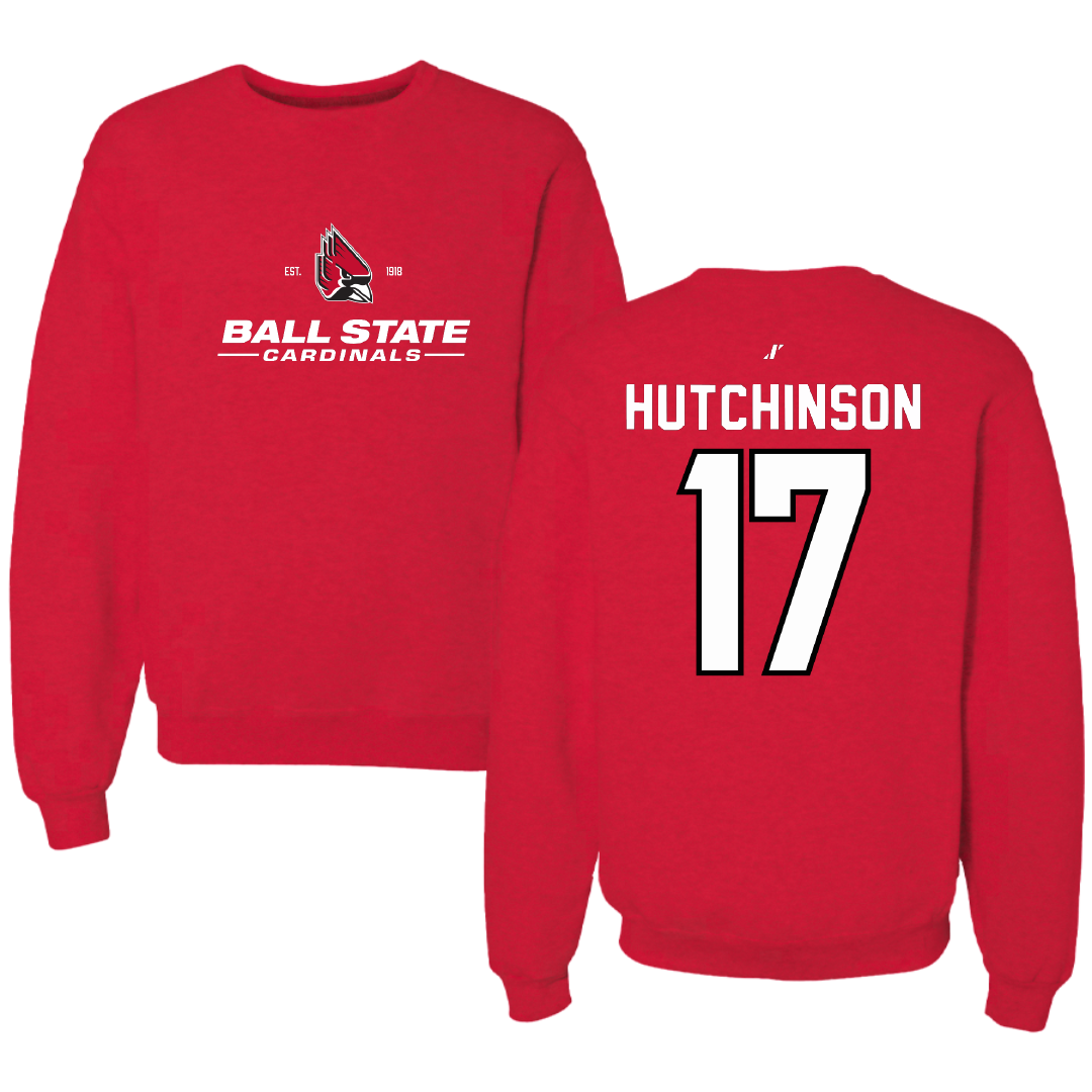 Ball State University Baseball Red General Crewneck - #17 Connor Hutchinson