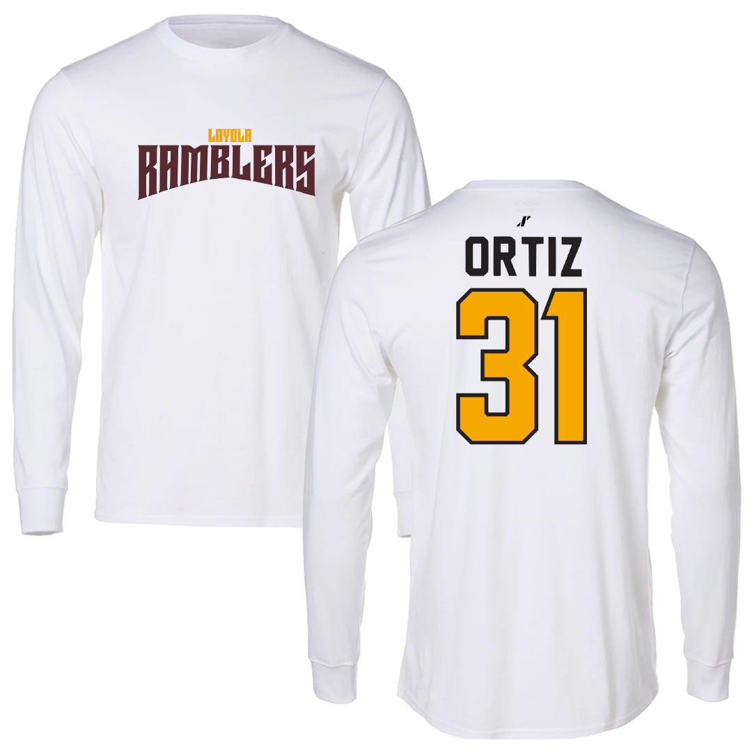 Loyola University-Chicago Soccer White Classic Long Sleeve - #31 Alex Ortiz