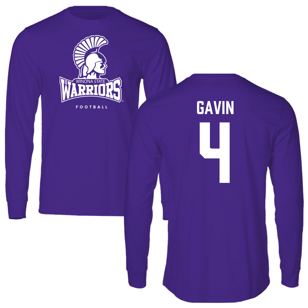 Winona State University Football Purple Performance Long Sleeve - #4 Ty Gavin