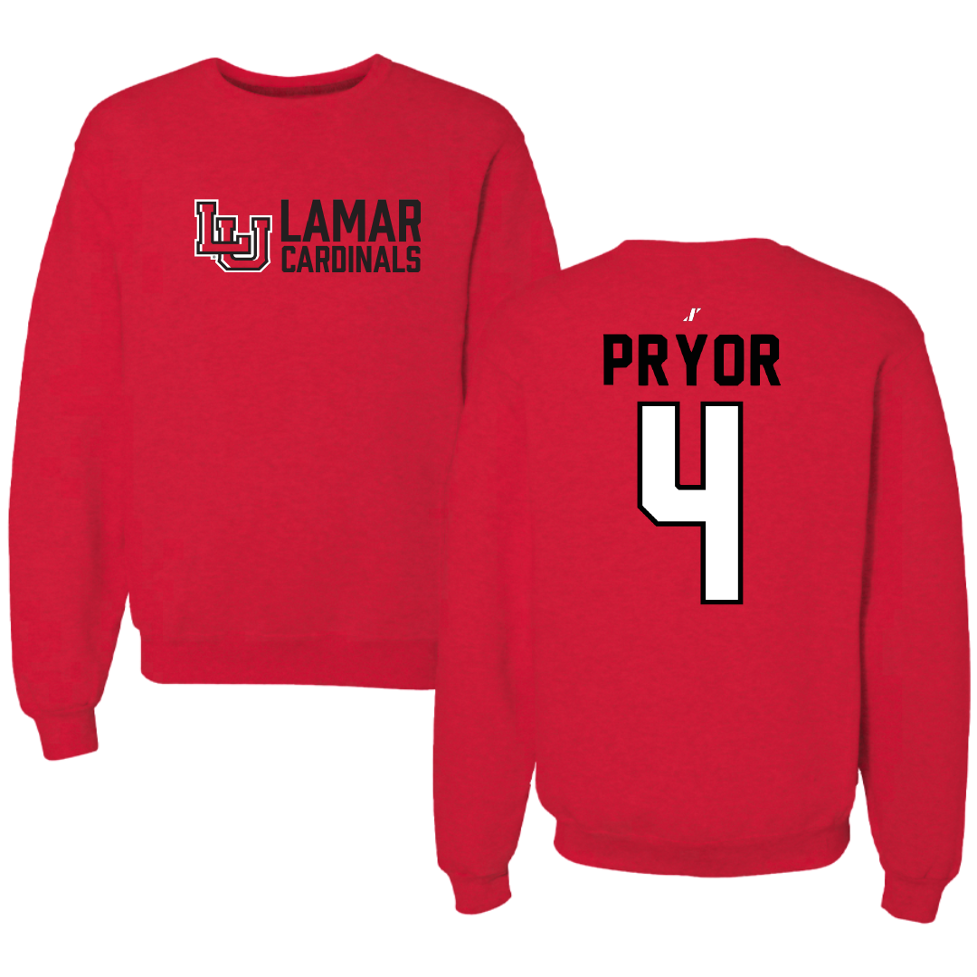 Lamar University Basketball Red General Crewneck - #4 Chris Pryor