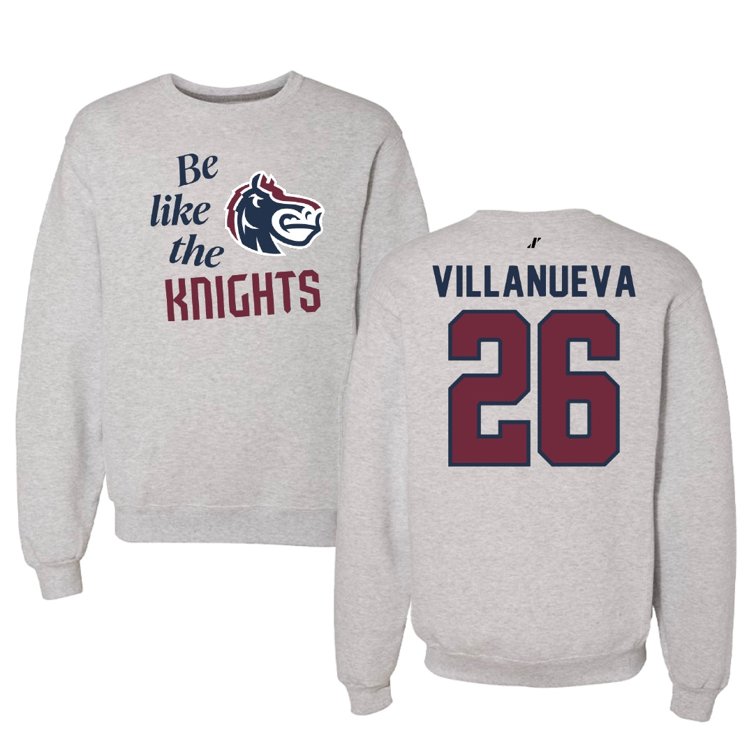 Fairleigh Dickinson University-Metropolitan Campus Soccer Light Gray Be Like Us Crewneck - #26 Emily Villanueva