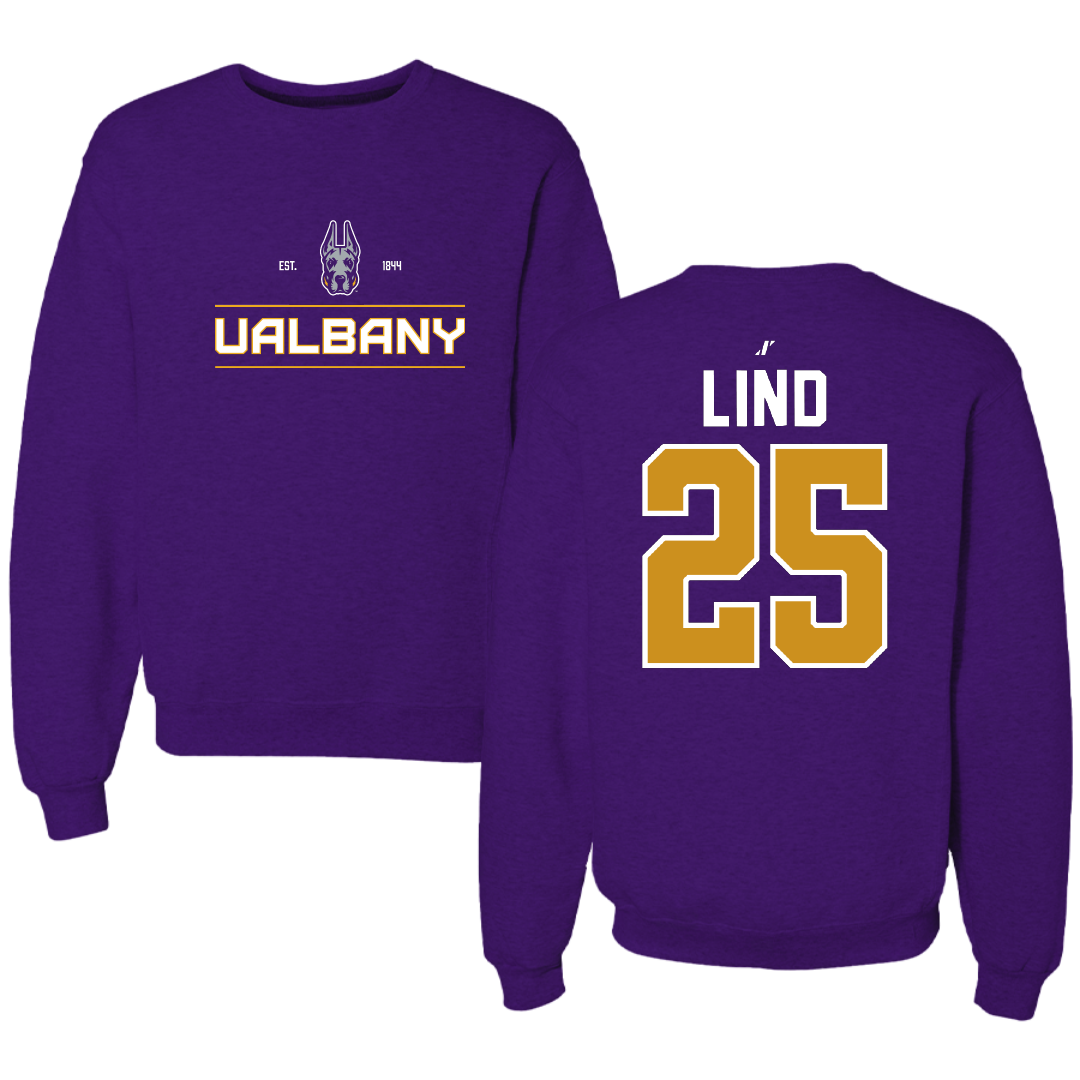 University at Albany Soccer Purple General Crewneck - #25 Zach Lind