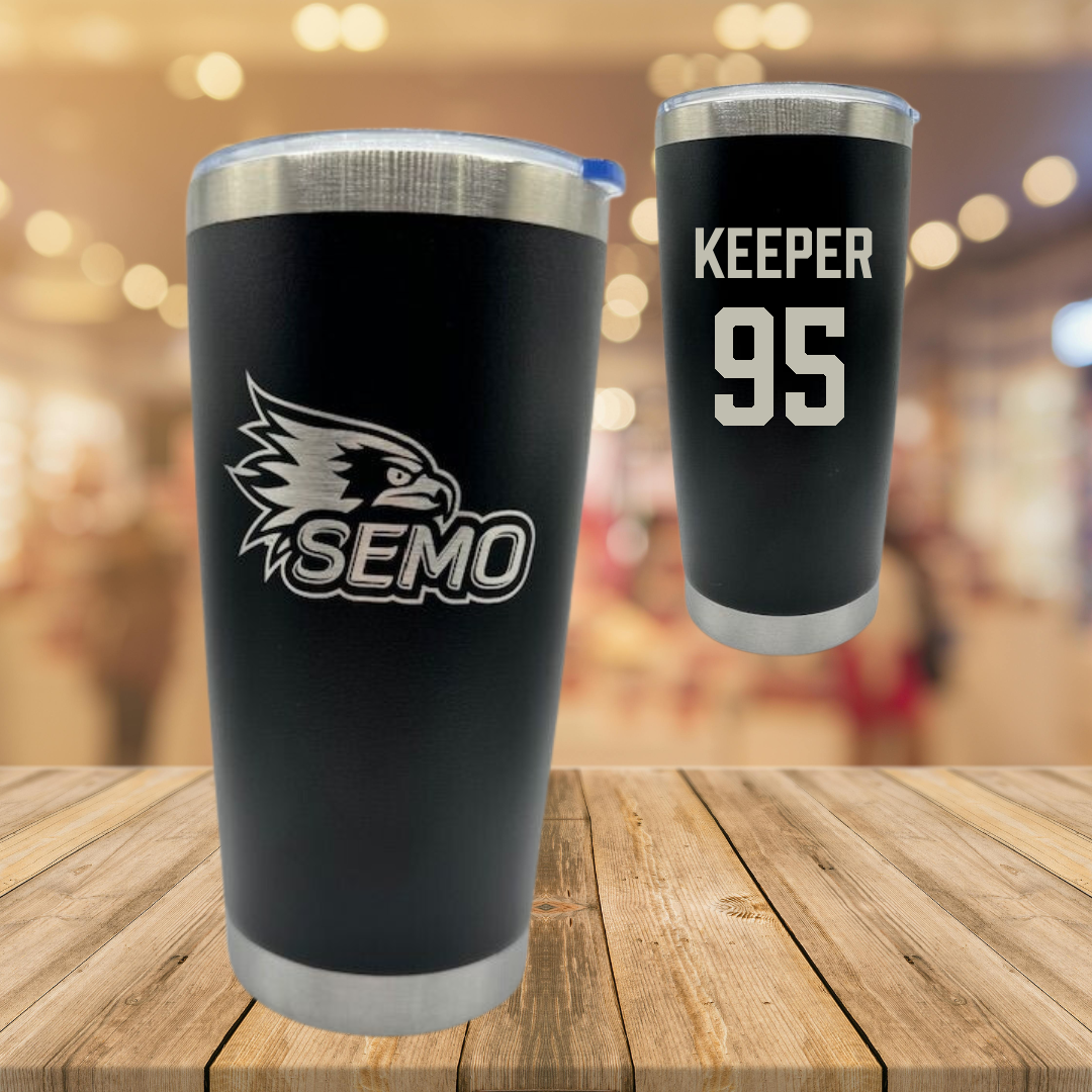 Southeast Missouri State University Football Black Stainless Steel Tumbler - #95 Sam Keeper