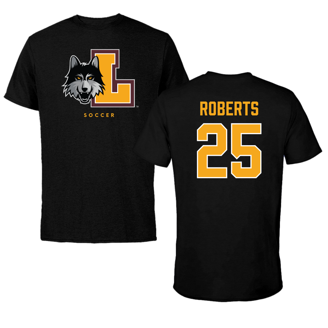 Loyola University-Chicago Soccer Black Mascot Tee - #25 Emily Roberts