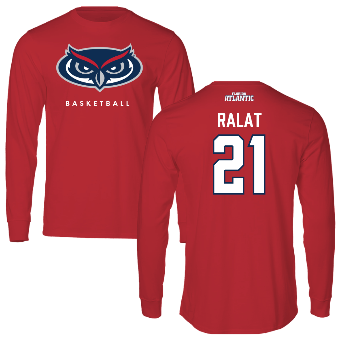 Florida Atlantic University Basketball Red Performance Long Sleeve - #21 Alejandro Ralat