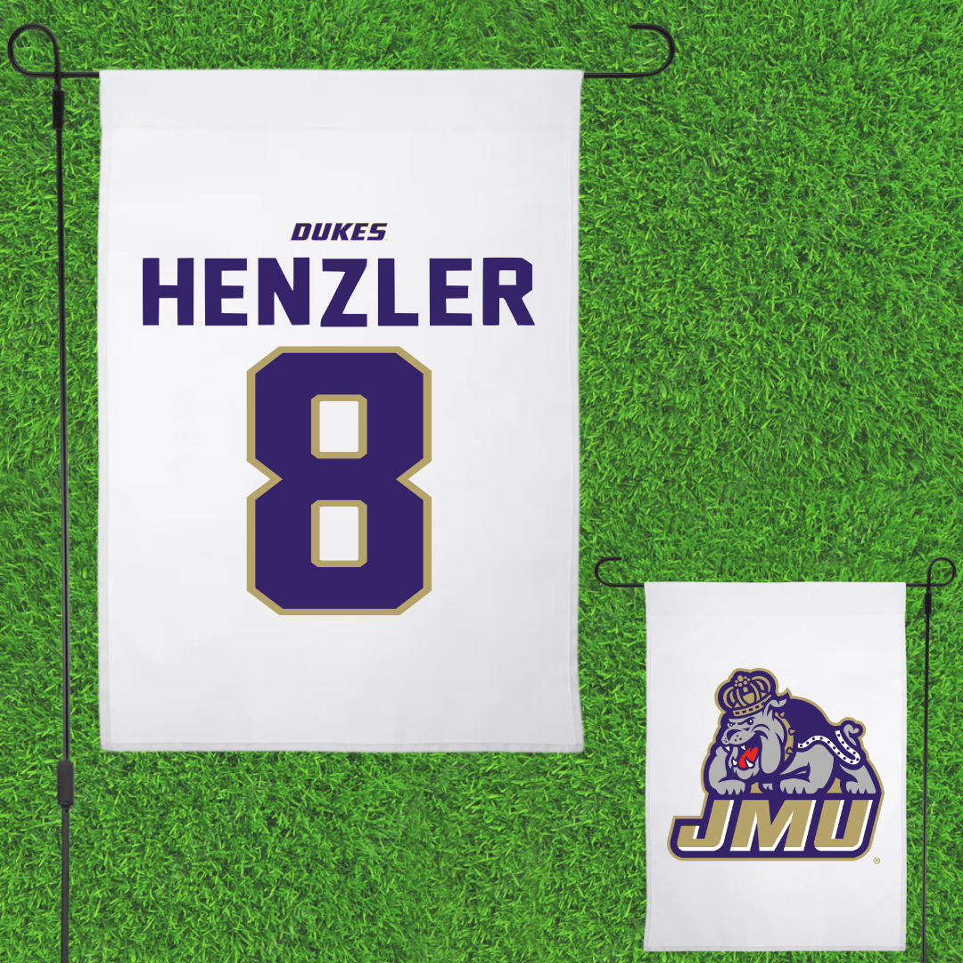 James Madison University Softball White Garden Flag - #8 Bella Henzler