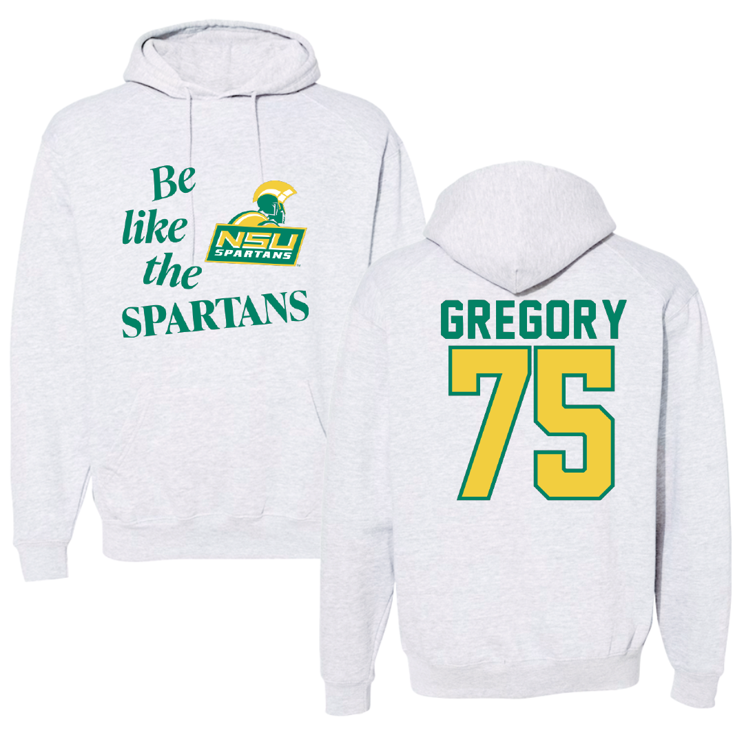 Norfolk State University Football Light Gray Be Like Us Hoodie - #75 Evan Gregory
