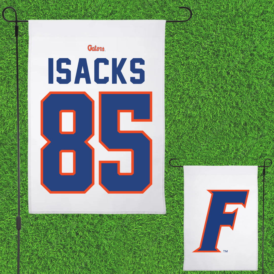University of Florida Football White Garden Flag - #85 Scott Isacks