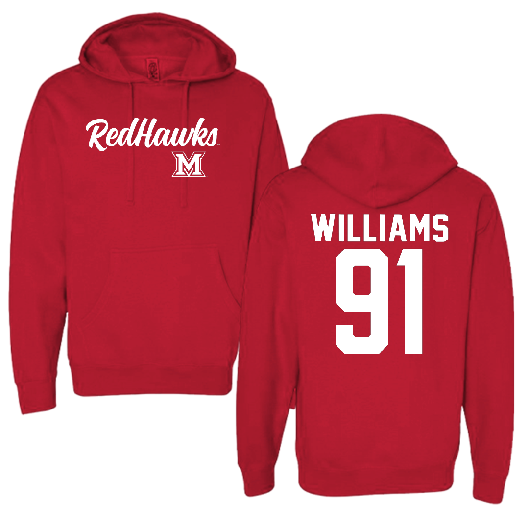 Miami University (Ohio) Football Red General Hoodie - #91 Sam Williams